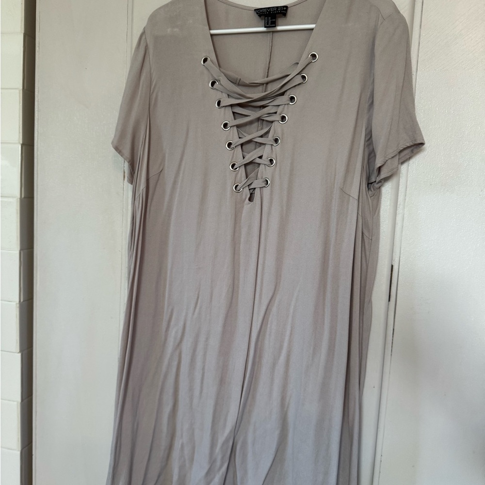 Forever 21 Lace-Up Gray Dress